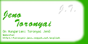 jeno toronyai business card